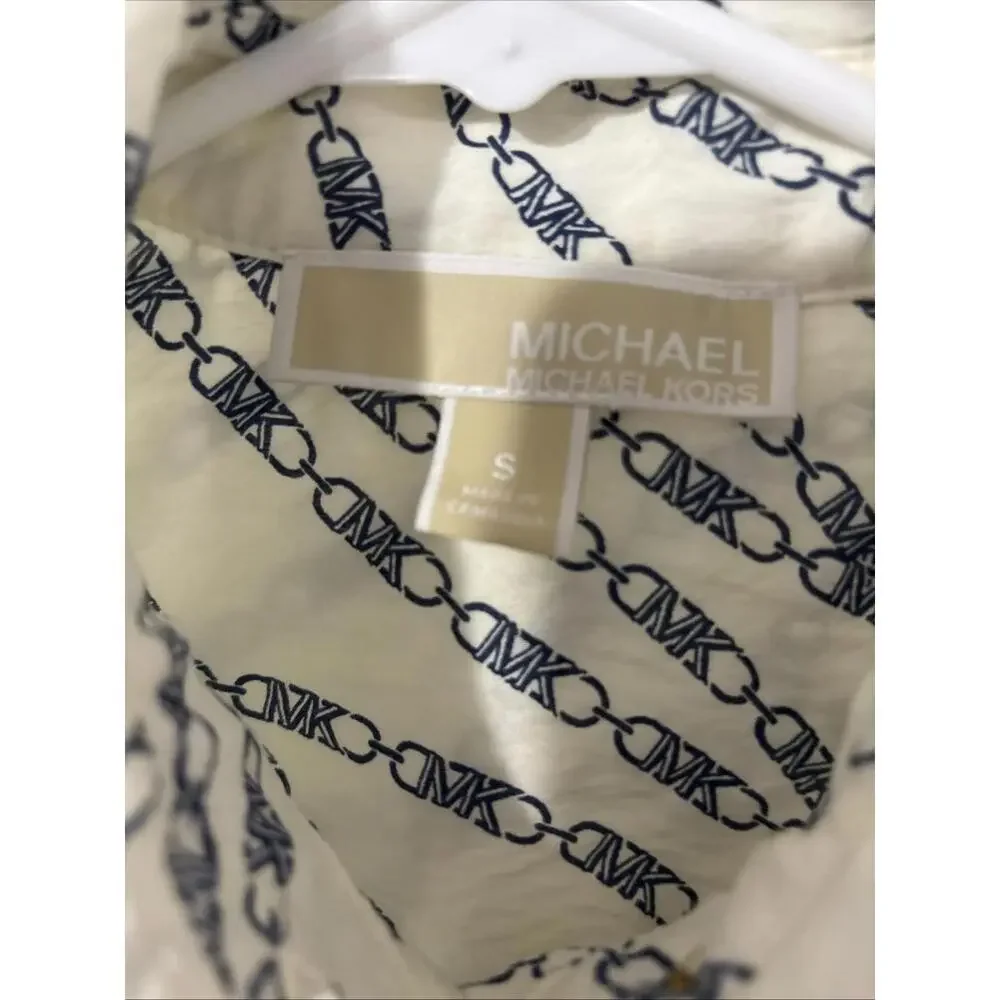 Michael Kors Women's Bias Printed High-Low Button-Down Top. Small Retail $110.00